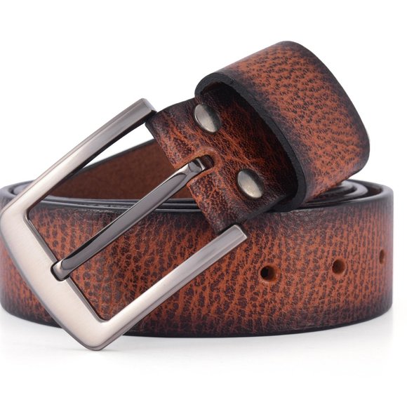 Belt For Men Vintage Cheetah Natural Milled Full Grain Leather - Picture 2 of 13